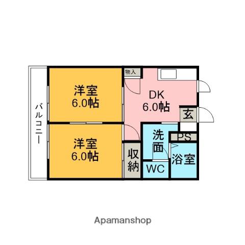 DIAS KEI(2DK/2階)の間取り写真