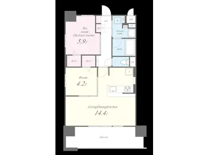 ベイ・グランデ弁天町(1SLDK/4階)の間取り写真