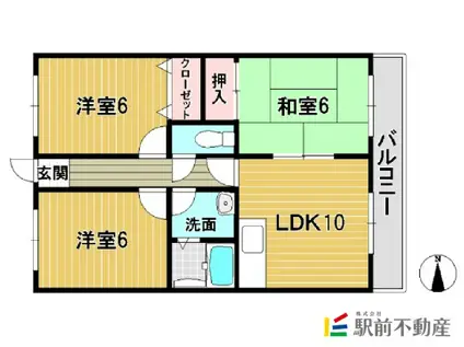 LEGATO荒尾(3LDK/3階)の間取り写真