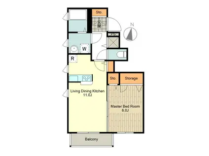 MSY COURT A(1LDK/1階)の間取り写真