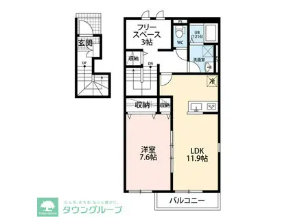 クレール流山おおたかの森(1SLDK/2階)の間取り写真