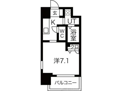 レジュールアッシュ梅田北(1K/2階)の間取り写真