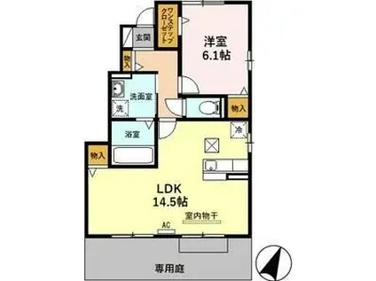 BEEHOUSE(1LDK/1階)の間取り写真