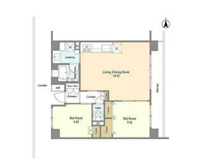 HF大森町レジデンス(2LDK/5階)の間取り写真