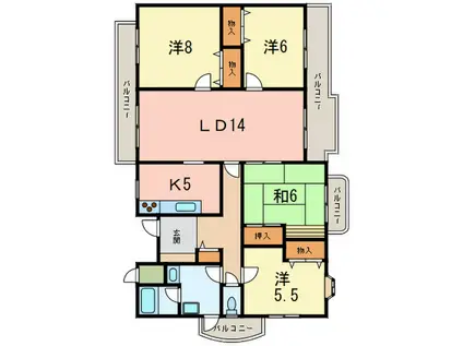 シャルマン屋敷本(4LDK/2階)の間取り写真