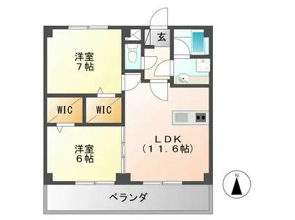 コーポM(2LDK/4階)の間取り写真