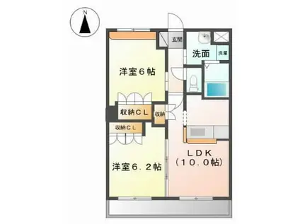 プリマ・クラッセ(2LDK/1階)の間取り写真