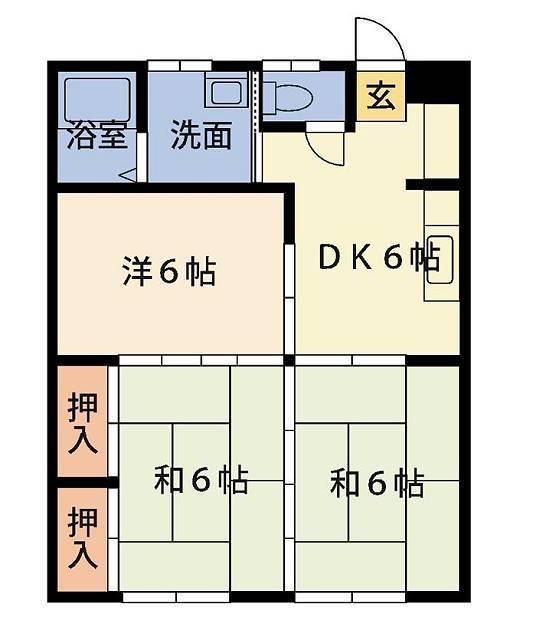 レインボーハイツ(3DK/1階)の間取り写真