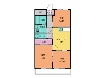 サンハイツスター(2LDK/1階)の間取り写真