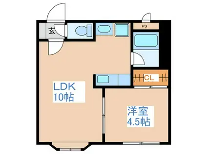 ルーブル菊水(1LDK/1階)の間取り写真