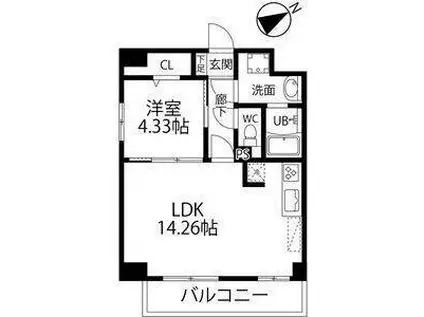 GRANDUKE徳川(1LDK/9階)の間取り写真