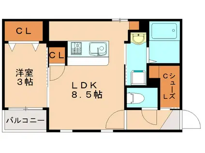 パームヴィラ笹原IV(1LDK/2階)の間取り写真