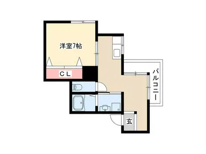 八事ハイツ(1DK/3階)の間取り写真