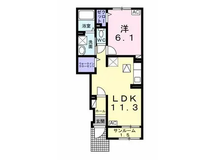 エスポワール宇佐南3(1LDK/1階)の間取り写真