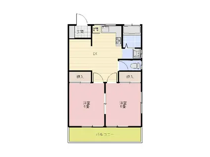 フレンディー(2DK/1階)の間取り写真