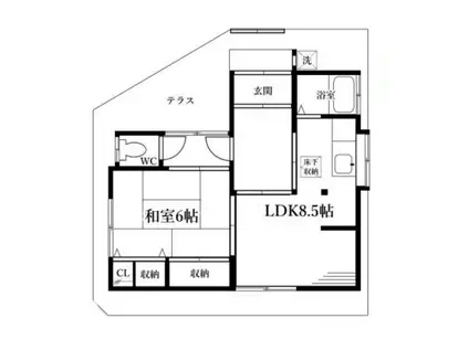 上町二丁目戸建(1LDK/1階)の間取り写真