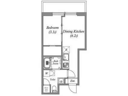 オーパスホームズ芝公園(1DK/5階)の間取り写真