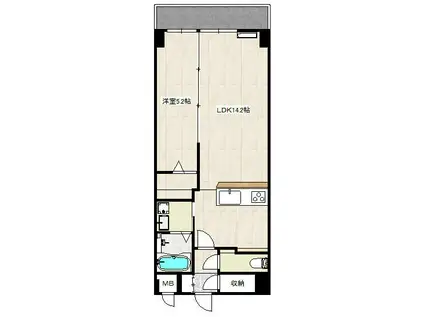 レジデンス宮城野テラス(1LDK/3階)の間取り写真