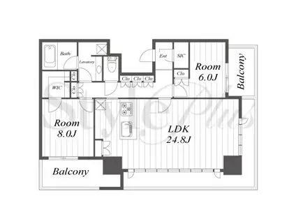 ローレルタワー名古屋栄(2LDK/19階)の間取り写真