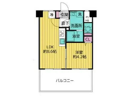 南青山コンド(1LDK/5階)の間取り写真