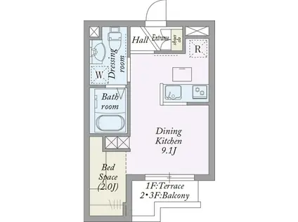 MY STYLE VINTAGE 渋谷本町(ワンルーム/1階)の間取り写真