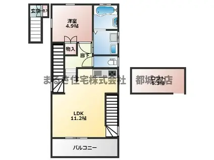 CUORE KANADA(1LDK/2階)の間取り写真