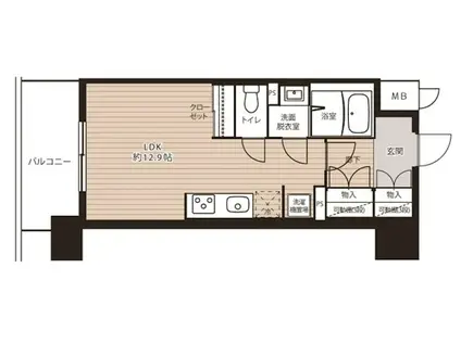 SNOIE(ワンルーム/12階)の間取り写真