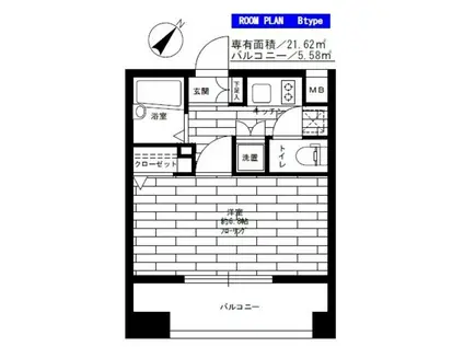ステージグランデ文京大塚(1K/2階)の間取り写真