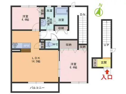 BLUE SKYIIA棟(2LDK/2階)の間取り写真