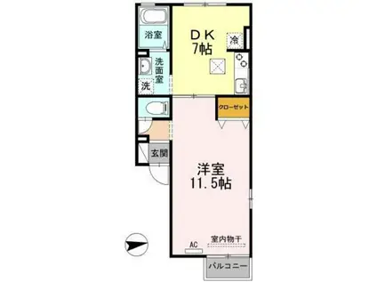 A&Kみわ(1DK/1階)の間取り写真