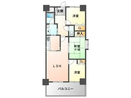ジョリヴィ東海(3LDK/8階)の間取り写真