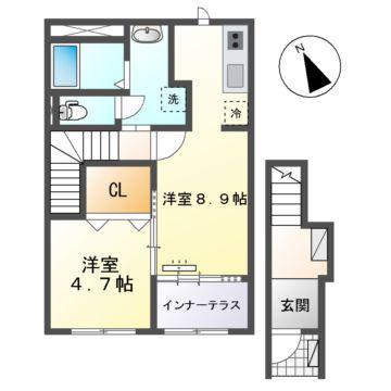 フルール(1LDK/2階)の間取り写真