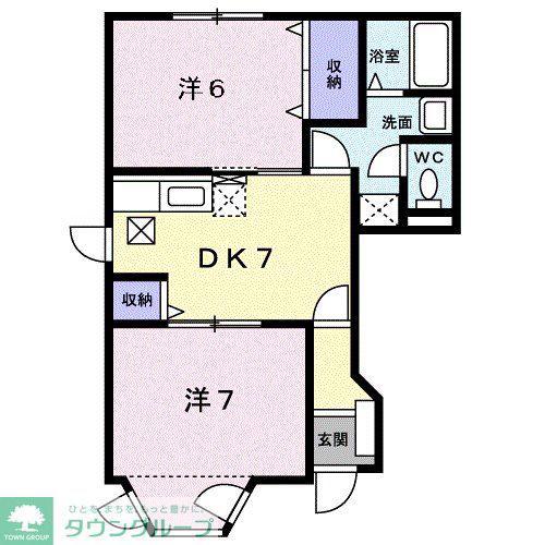 マルゴヒルズIII(2DK/1階)の間取り写真