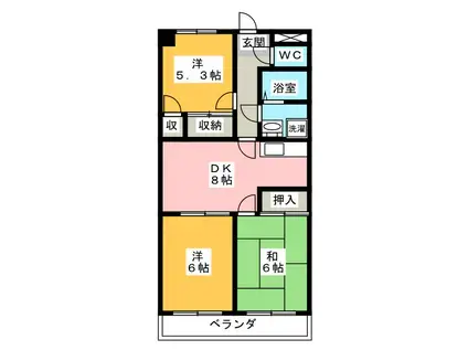 イーストマンション(3DK/1階)の間取り写真