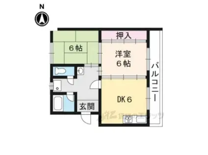 ベルヴィル伊勢田(2DK/2階)の間取り写真