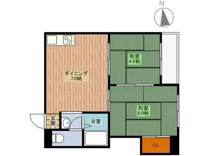 サンシャインMKM東小橋(2DK/2階)の間取り写真