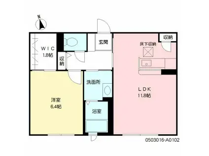 リオブランコ(1LDK/1階)の間取り写真