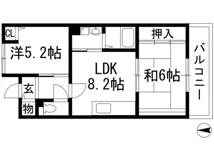 フレール宝塚御殿山5号棟(2LDK/3階)の間取り写真