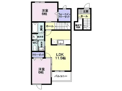 ミルトクリーマB(2LDK/2階)の間取り写真