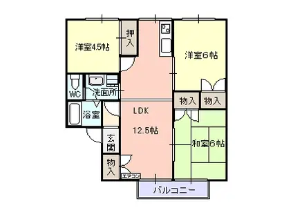 セジュール・レヴァンB(3LDK/2階)の間取り写真
