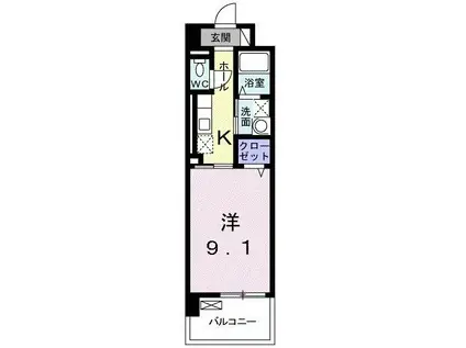 ラ・コリーナII(1K/7階)の間取り写真