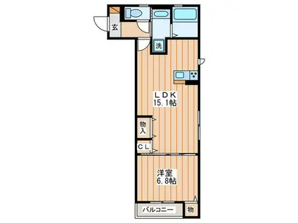 BAUPLACE MIZO(1LDK/1階)の間取り写真