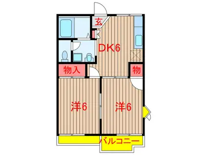 フロールN(2DK/2階)の間取り写真