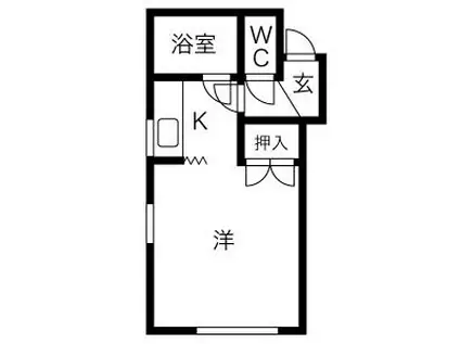 ヒュース北32A(1K/2階)の間取り写真