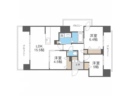 プレミスト札幌ステーション URBAN SEED(3LDK/8階)の間取り写真