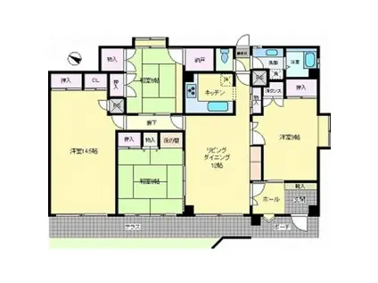 パークハイツ(4LDK/1階)の間取り写真