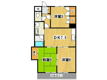 原第8マンション(3DK/2階)の間取り写真
