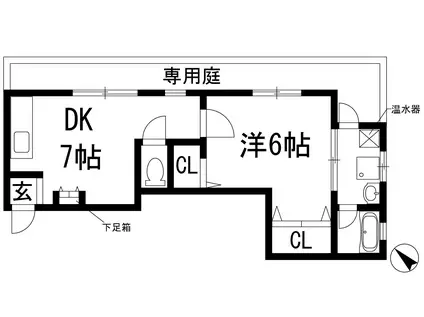シティハウスドンウー(1DK/1階)の間取り写真