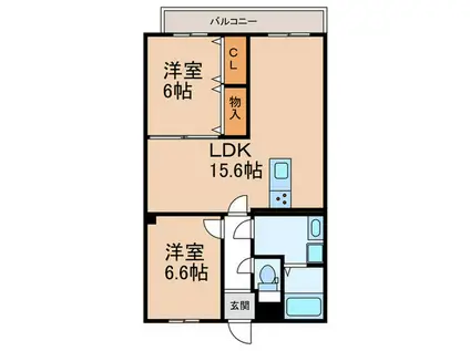ロイヤルコートワダ(2LDK/3階)の間取り写真