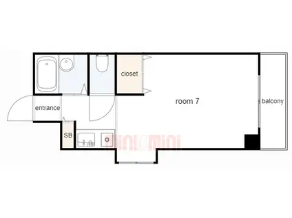 ワコーレ西山(1K/6階)の間取り写真